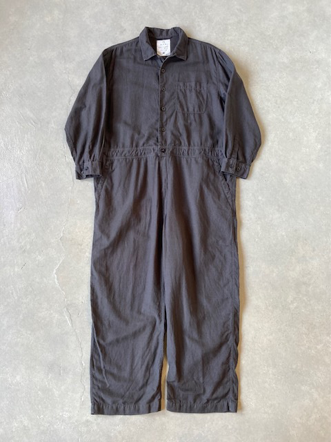 HTS (HARROW TOWN STORES)  COTTON LINEN PLAIN OVERDYE  ONE-UP COLLAR OVERALLS