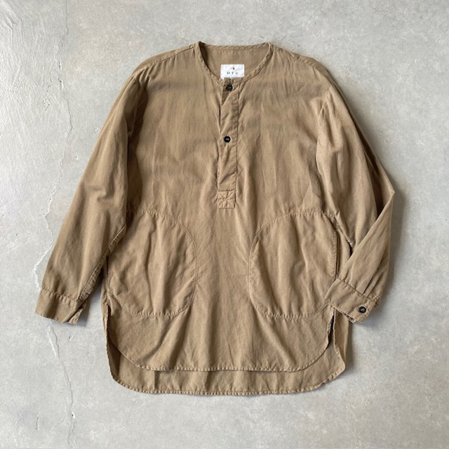 HTS (HARROW TOWN STORES) COTTON LINEN PLAIN OVERDYE HENRY NECK SHIRT