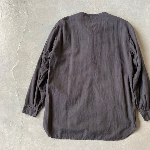 HTS (HARROW TOWN STORES) COTTON LINEN PLAIN OVERDYE HENRY NECK SHIRT