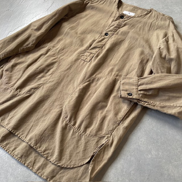 HTS (HARROW TOWN STORES) COTTON LINEN PLAIN OVERDYE HENRY NECK SHIRT