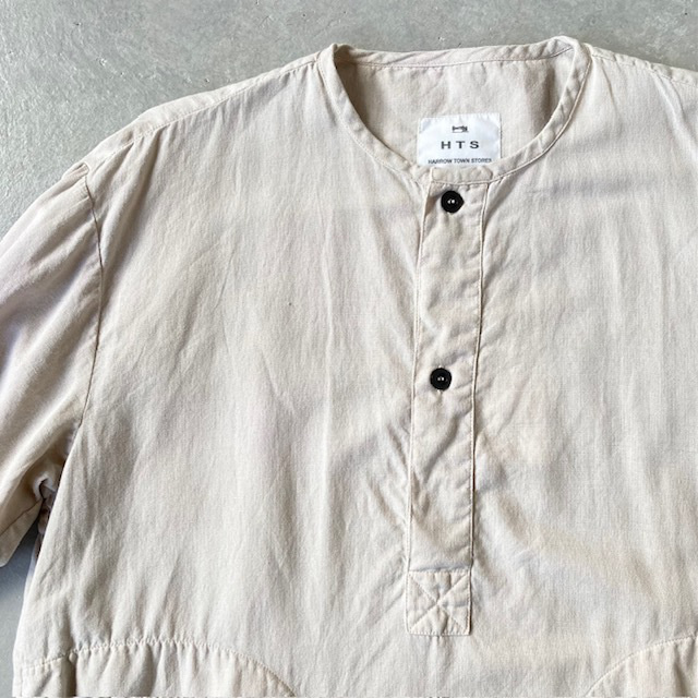 HTS (HARROW TOWN STORES) COTTON LINEN PLAIN OVERDYE HENRY NECK SHIRT