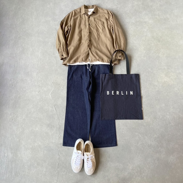 HTS (HARROW TOWN STORES) COTTON LINEN PLAIN OVERDYE ONE-UP COLLAR SHIRT