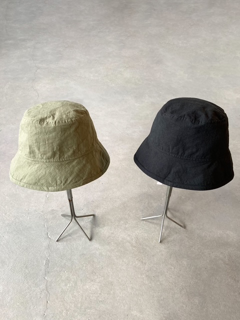 TSUYUMI  WASHED COTTON HENP RIPSTOP  REVERSIBLE BUCKET HAT