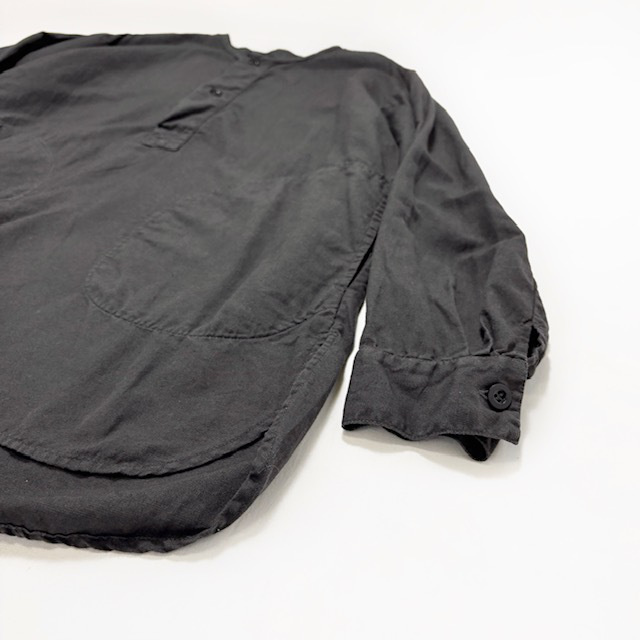 HTS (HARROW TOWN STORES)　COTTON LINEN PLAIN OVERDYE HENRY NECK SHIRT