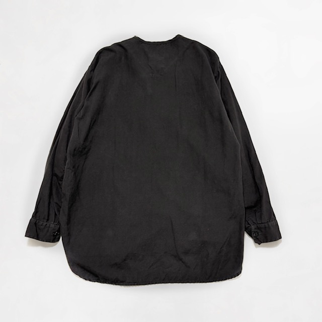 HTS (HARROW TOWN STORES)　COTTON LINEN PLAIN OVERDYE HENRY NECK SHIRT