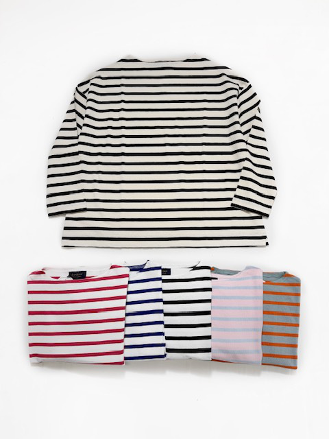 LE MINOR  ライトコットン9分袖  ボーダーワイドTシャツ