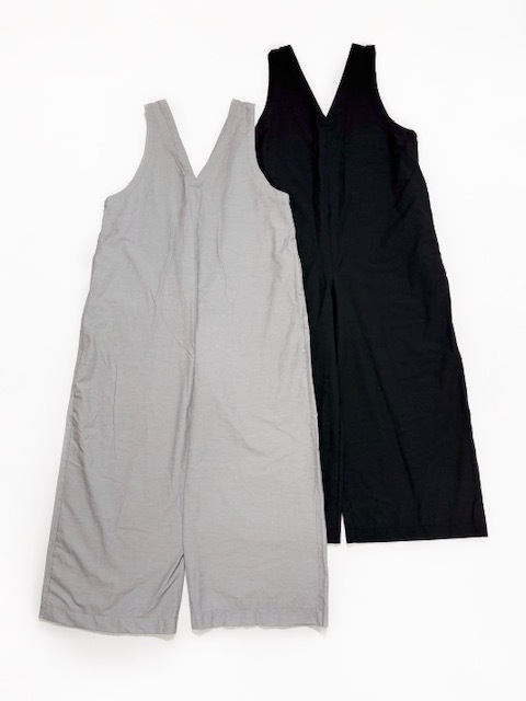 PRIT 綿麻ストレッチVネックオールインワン