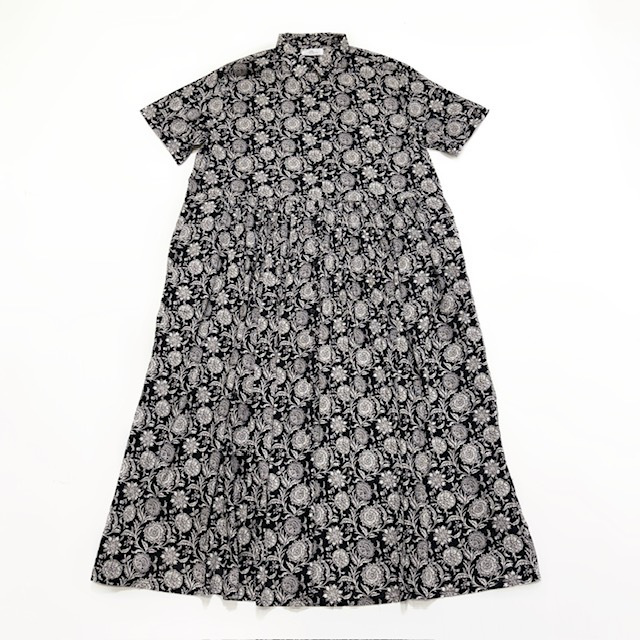 SOIL 80s VOILE TWO TONE FLOWER PRINT REGULAR COLLAR S/SL DRESS