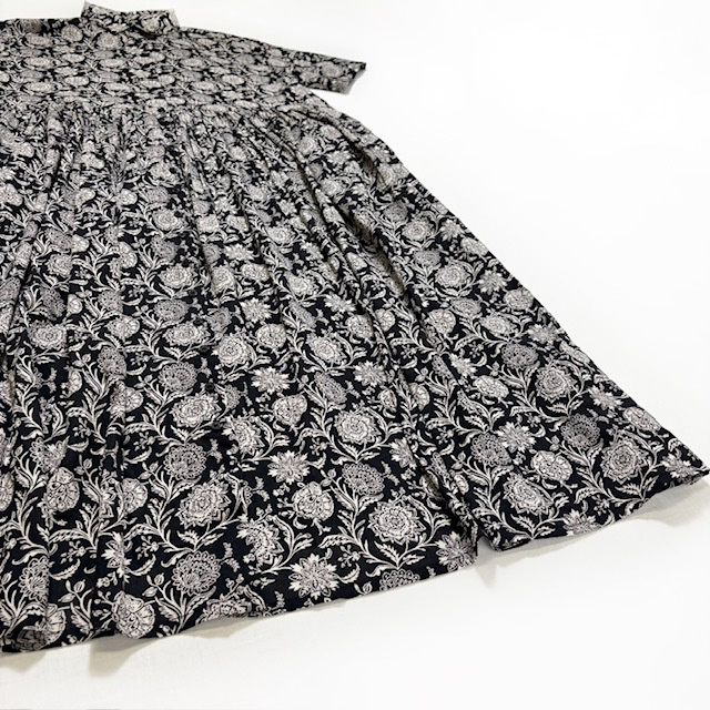 SOIL 80s VOILE TWO TONE FLOWER PRINT REGULAR COLLAR S/SL DRESS