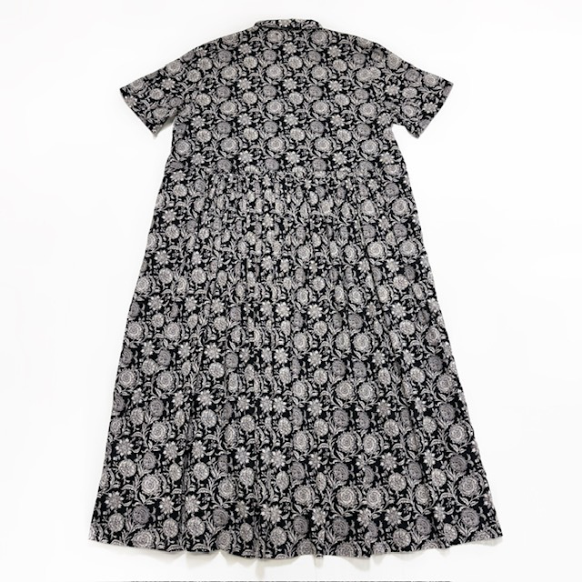 SOIL 80s VOILE TWO TONE FLOWER PRINT REGULAR COLLAR S/SL DRESS