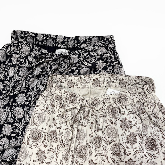 SOIL 80s VOILE TWO TONE FLOWER PRINT WIDE EASY PANTS&nbsp;