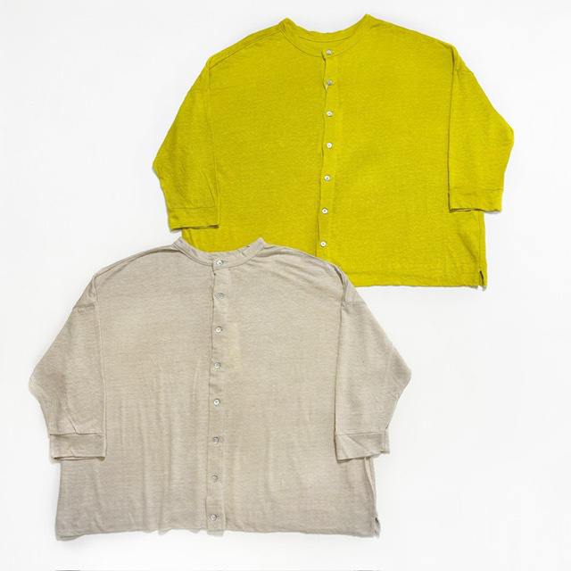 PRIT ヨーロッパリネン天竺7分袖 2wayワイドカーディガン