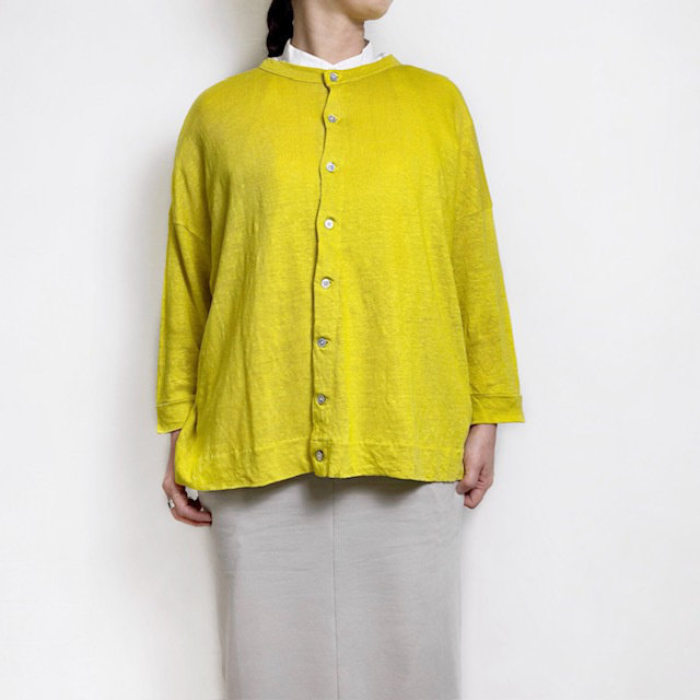 PRIT ヨーロッパリネン天竺7分袖 2wayワイドカーディガン