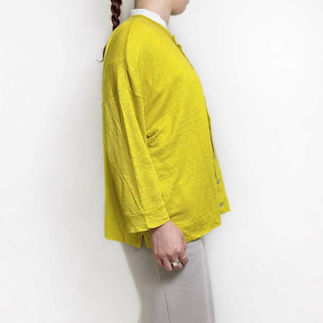 PRIT ヨーロッパリネン天竺7分袖 2wayワイドカーディガン