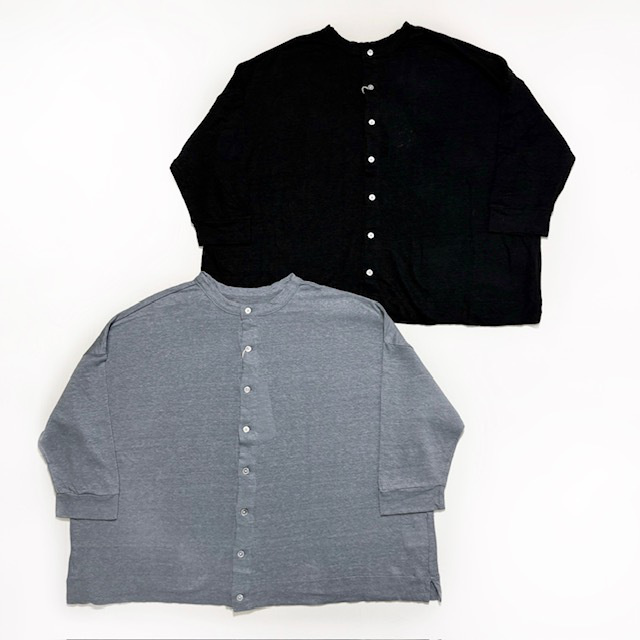 PRIT ヨーロッパリネン天竺7分袖 2wayワイドカーディガン