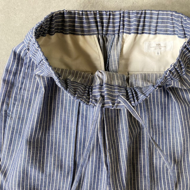 SOIL INDIGO TWILL STRIPE  EASY TAPERED PANTS