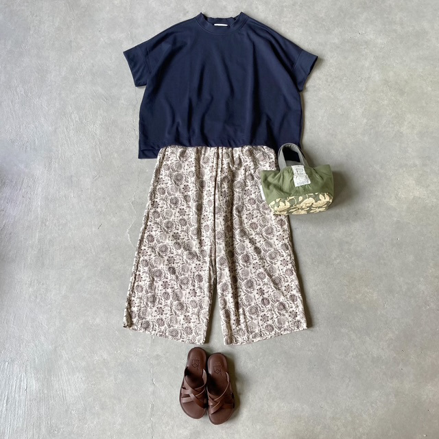 SOIL 80s VOILE VOILE TWO TONE FLOWER PRINT WIDE EASY PANTS