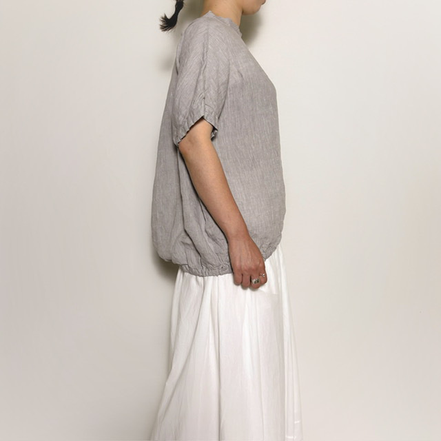 PRIT リネンショートスリーブ 裾ゴムワイドプルオーバー