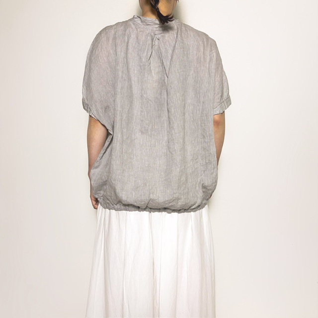 PRIT リネンショートスリーブ 裾ゴムワイドプルオーバー