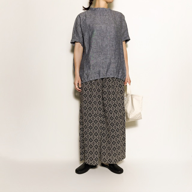 PRIT リネンショートスリーブ 裾ゴムワイドプルオーバー