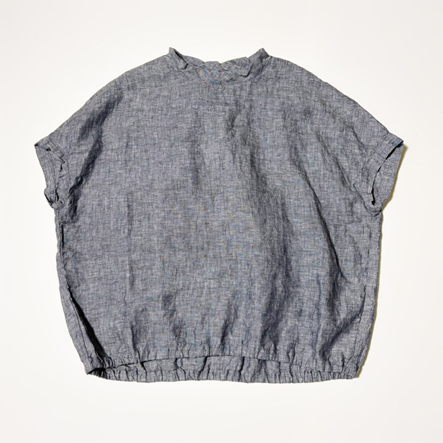 PRIT リネンショートスリーブ 裾ゴムワイドプルオーバー