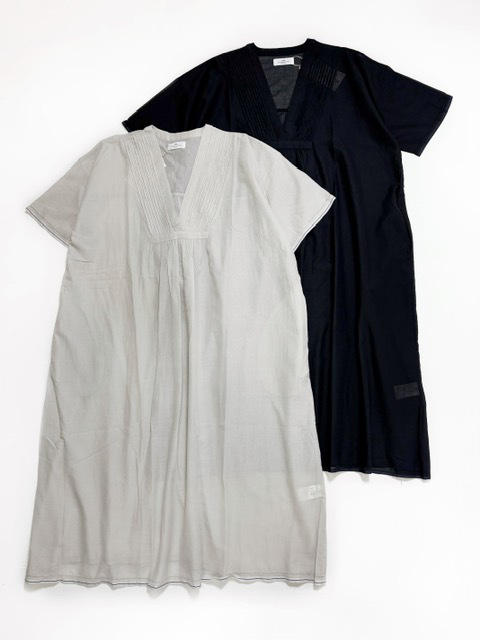 SOIL  SUPER FINE VOILE with SELVEGE  V-NECK PINTUCK SHORT/SL DERSS
