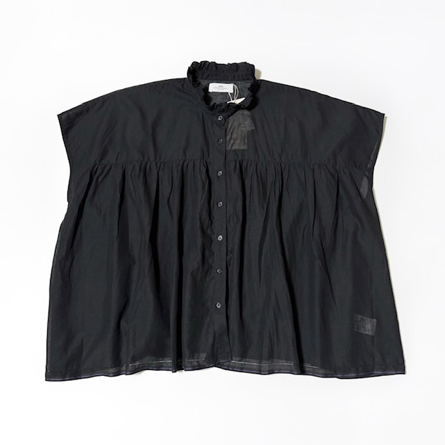 SOIL SUPER FINE VOIL with SELVEGE FRILL COLLAR FRENCH/SL SHIRT