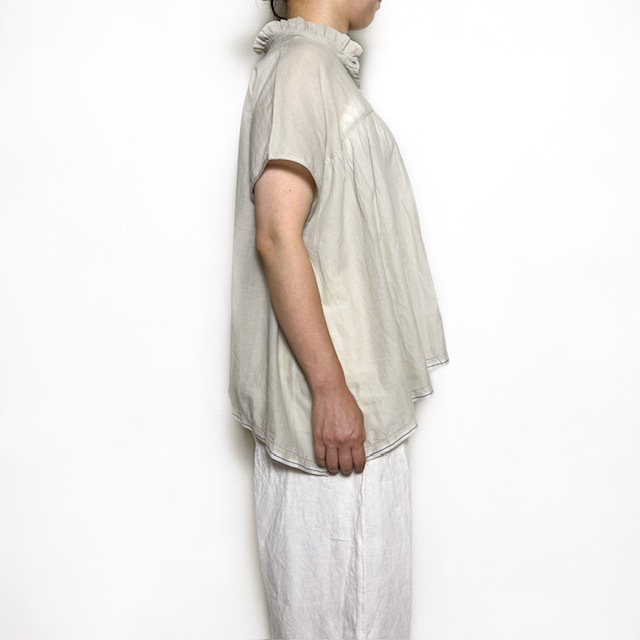 SOIL SUPER FINE VOIL with SELVEGE FRILL COLLAR FRENCH/SL SHIRT