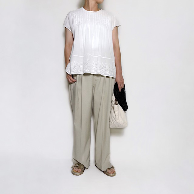 Lelill ベルテッドワイドパンツ