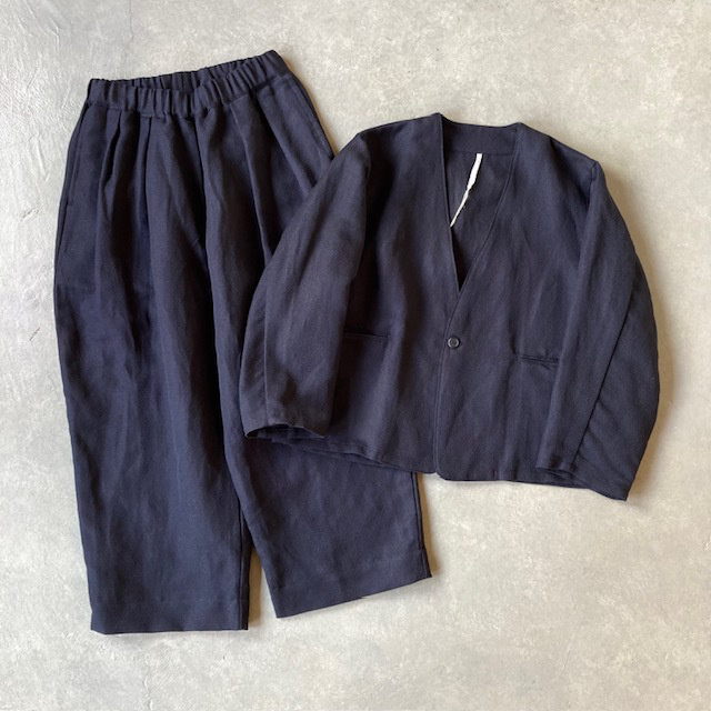 ARTEPOVERA セレモニー リネンポリエステル混 2タックイージーパンツ