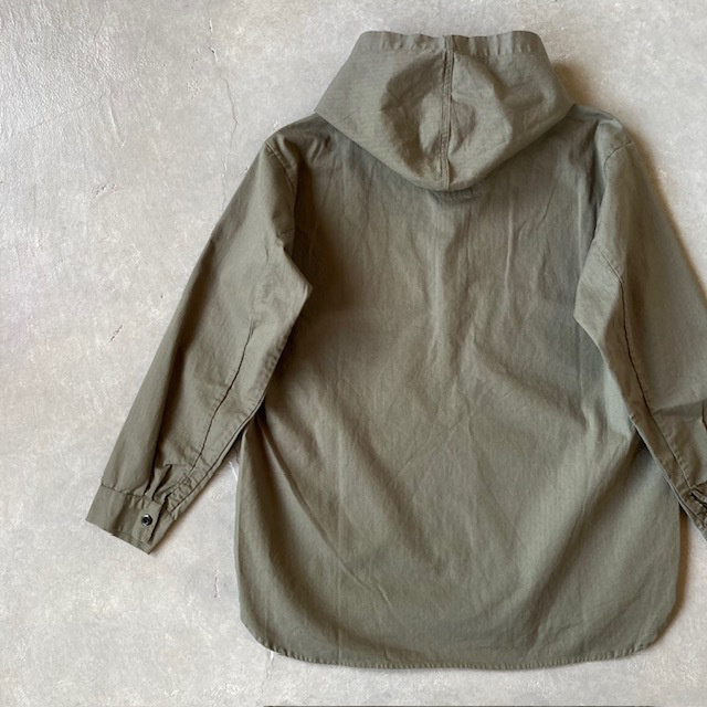 HTS (HARROW TOWN STORES) COTTON HERRINGBONE WASH HOODED PULLOVER SHIRT