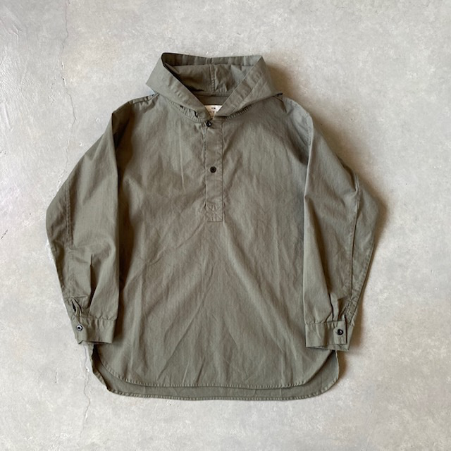 HTS (HARROW TOWN STORES) COTTON HERRINGBONE WASH HOODED PULLOVER SHIRT