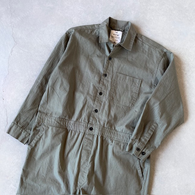 HTS (HARROW TOWN STORES) COTTON HERRINGBONE WASH ONE-UP COLLAR OVERALLS