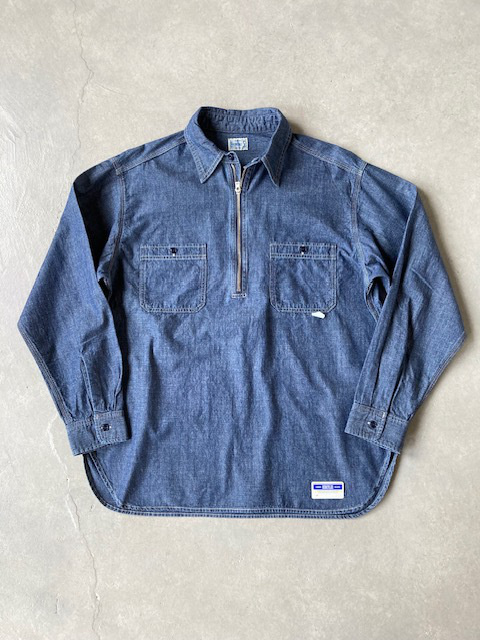 UNION HERCULES MADE インディゴダンガリーハーフZIPシャツ