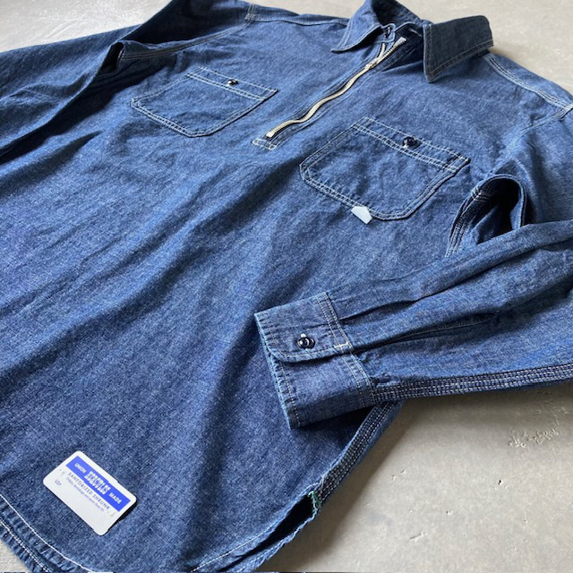 UNION HERCULES MADE インディゴダンガリーハーフZIPシャツ