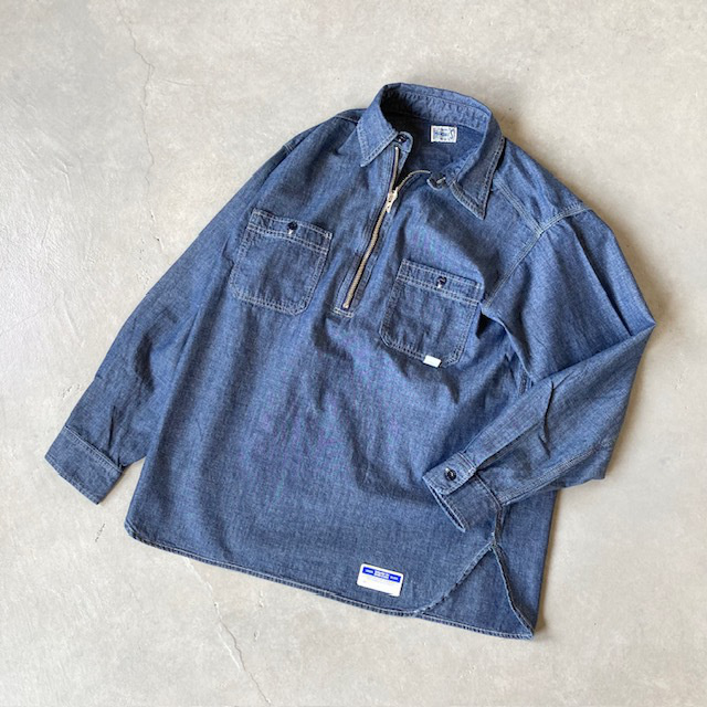 UNION HERCULES MADE インディゴダンガリーハーフZIPシャツ