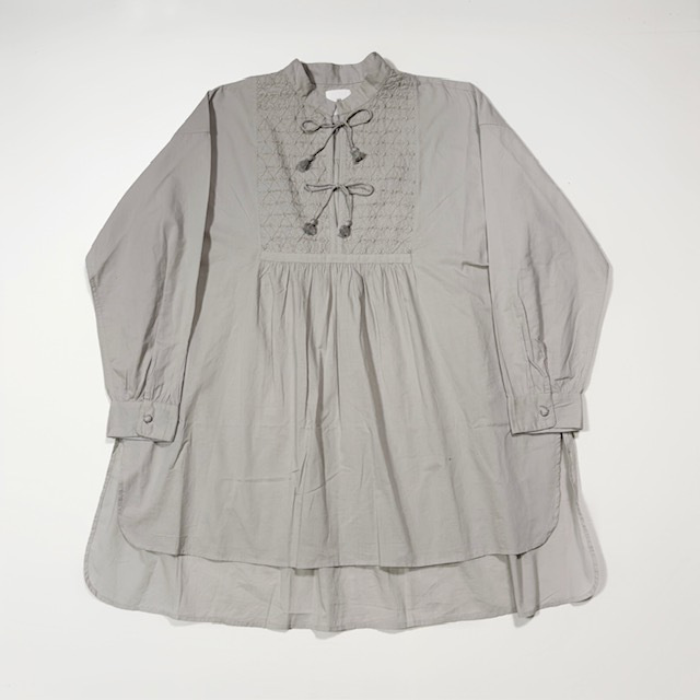 maison de soil 60s ORGANIC CAMBRIC WITH EMB BANDED COLLAR EMB TUNIC