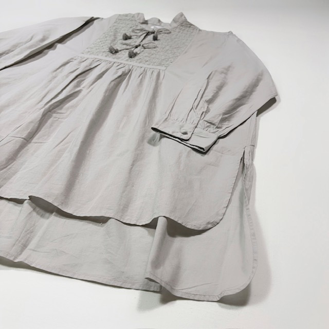 maison de soil 60s ORGANIC CAMBRIC WITH EMB BANDED COLLAR EMB TUNIC