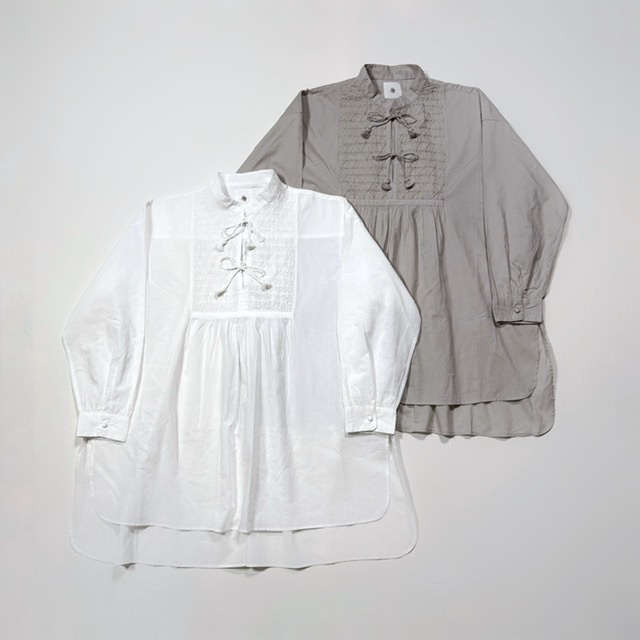 maison de soil 60s ORGANIC CAMBRIC WITH EMB BANDED COLLAR EMB TUNIC