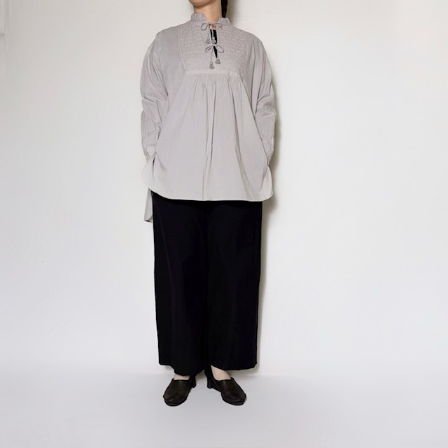 maison de soil 60s ORGANIC CAMBRIC WITH EMB BANDED COLLAR EMB TUNIC