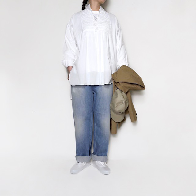 maison de soil 60s ORGANIC CAMBRIC WITH EMB BANDED COLLAR EMB TUNIC