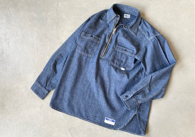 UNION HERCULES MADE インディゴダンガリーハーフZIPシャツ